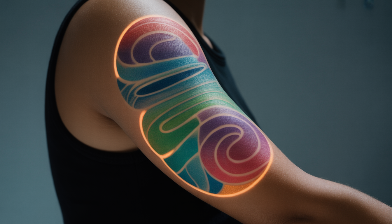 Bras d'un jeune adulte avec un tatouage coloré sous lumière douce